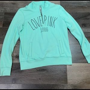 Teal PINK quarter zip